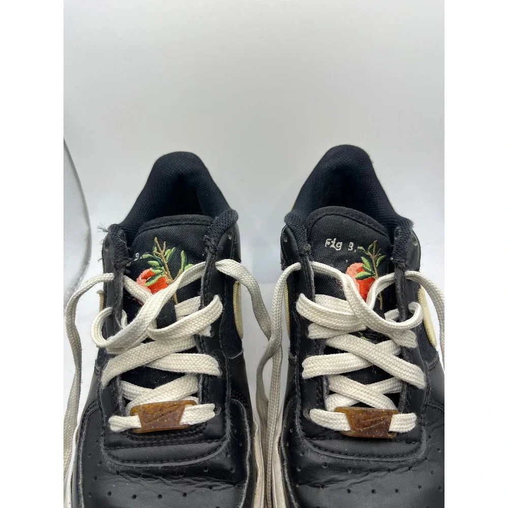 Nike Air Force 1 Low‎ '07 'Pomegranate' Kids 4.5Y DA3093 001 Black Gold Sneakers